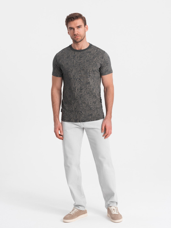 Ombre Clothing Temno siva moška majica z vzorcem Ombre oblačila