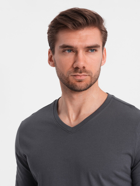 Ombre Clothing Temno siva moška osnovna majica Ombre Clothing