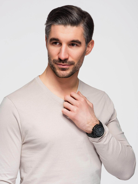 Ombre Clothing Bež moška osnovna majica Ombre Clothing