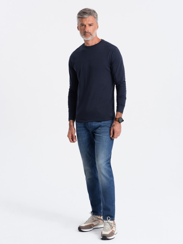 Ombre Clothing Temno modra moška osnovna majica Ombre Clothing