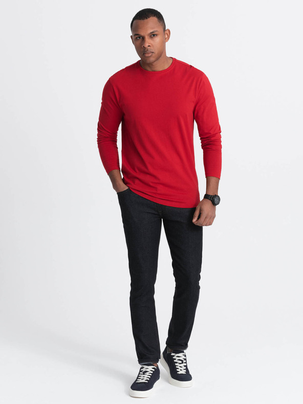Ombre Clothing Rdeča moška osnovna majica Ombre Clothing