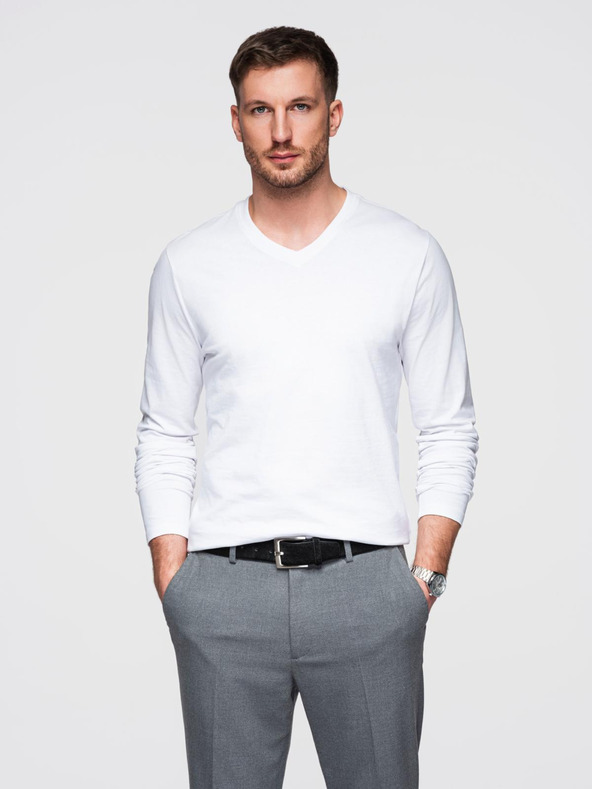 Ombre Clothing Bela moška osnovna majica Ombre oblačila