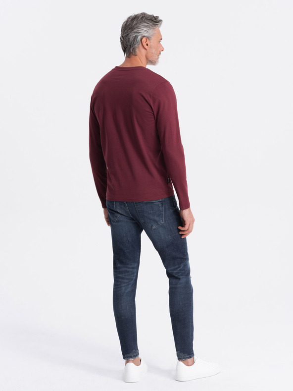 Ombre Clothing Ombre Clothing moška osnovna majica v bordo barvi