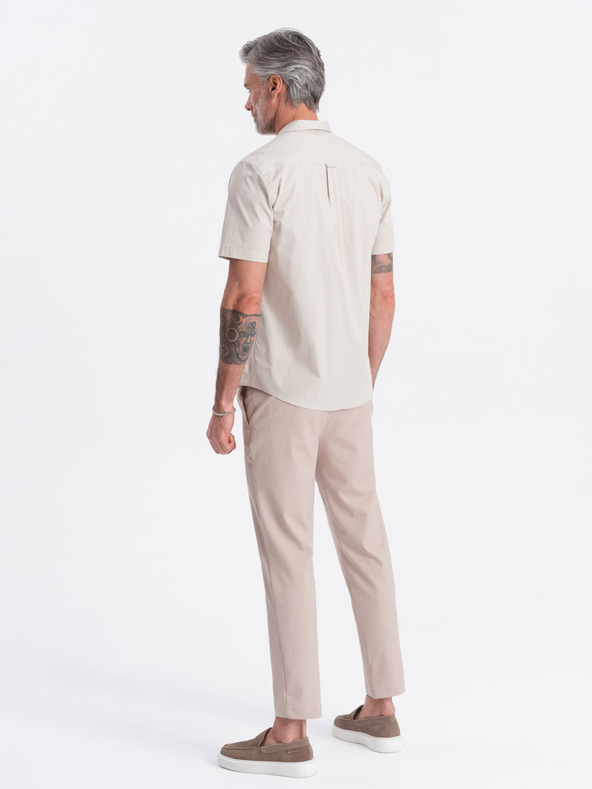 Ombre Clothing Kremasta moška majica s kratkimi rokavi Ombre oblačila