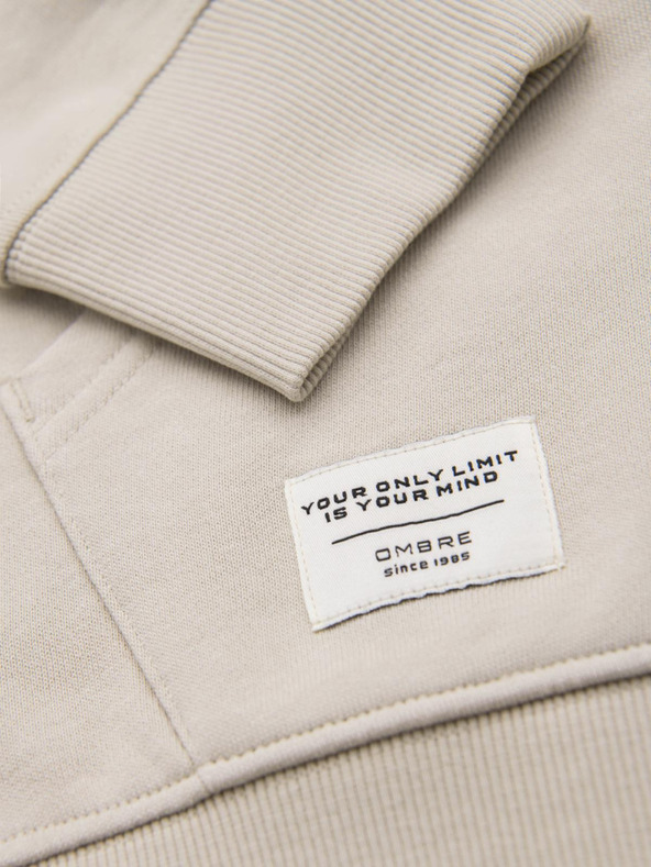 Ombre Clothing Bež Moška osnovna kapuca z zadrgo Ombre oblačila