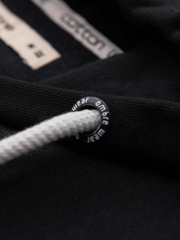 Ombre Clothing Črna moška osnovna kapuca z zadrgo Ombre Clothing