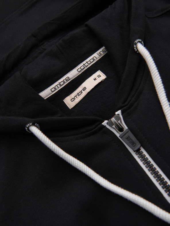 Ombre Clothing Črna moška osnovna kapuca z zadrgo Ombre Clothing
