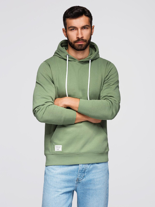 Ombre Clothing Zelena moška jopa s kapuco Ombre Clothing