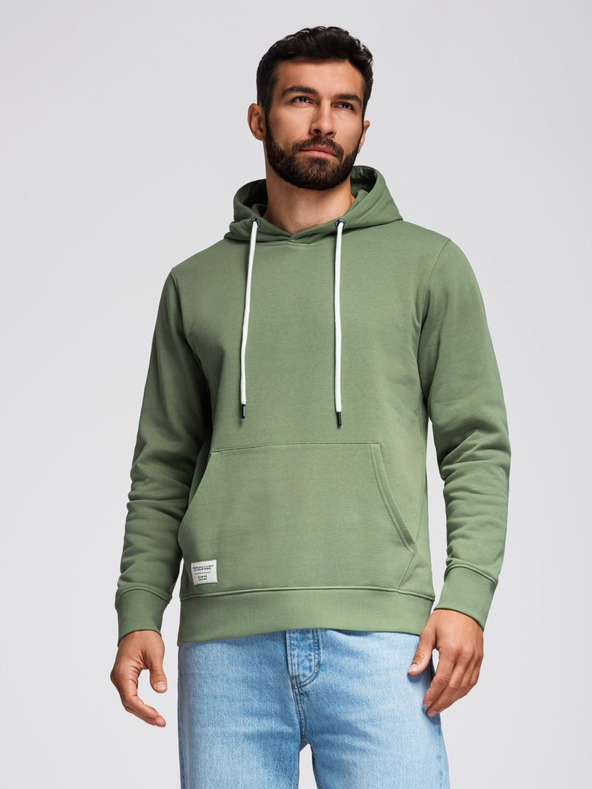 Ombre Clothing Zelena moška jopa s kapuco Ombre Clothing