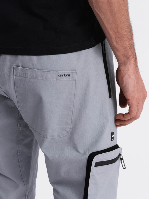 Ombre Clothing Svetlo sive moške tovorne jogger hlače Ombre Clothing