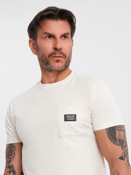 Ombre Clothing Kremasta moška majica z žepom Ombre Clothing