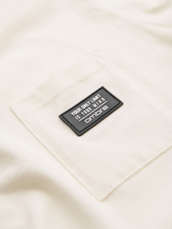 Ombre Clothing Kremasta moška majica z žepom Ombre Clothing