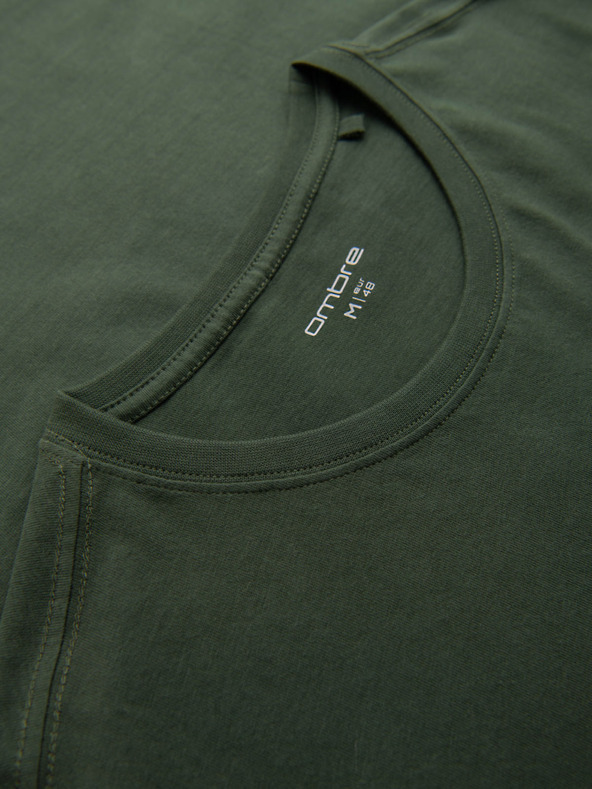 Ombre Clothing Zelena moška majica z žepom Ombre Clothing