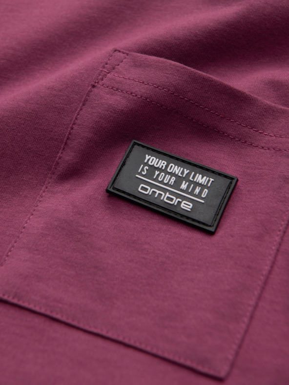 Ombre Clothing Temno roza moška majica z žepom Ombre oblačila