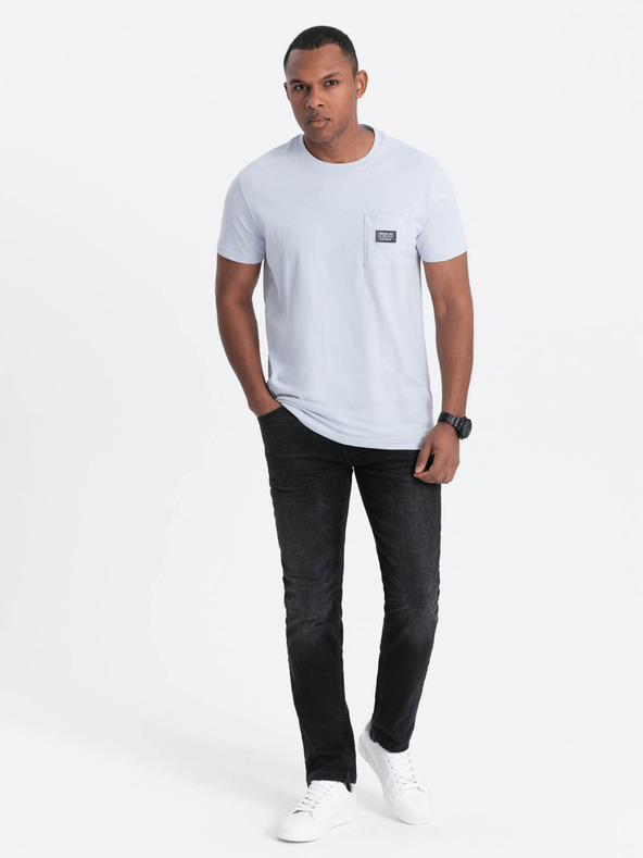 Ombre Clothing Svetlo modra moška majica z žepom Ombre oblačila