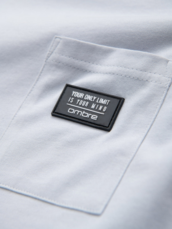 Ombre Clothing Svetlo modra moška majica z žepom Ombre oblačila