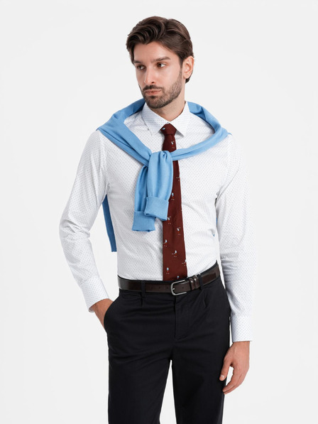 Ombre Clothing Bela moška bombažna srajca Ombre Clothing