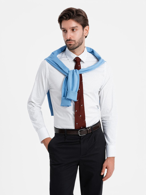 Ombre Clothing Bela moška bombažna srajca Ombre Clothing