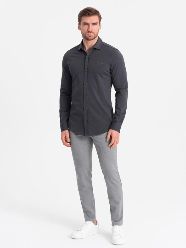 Ombre Clothing Siva moška majica iz žakarja Ombre Clothing