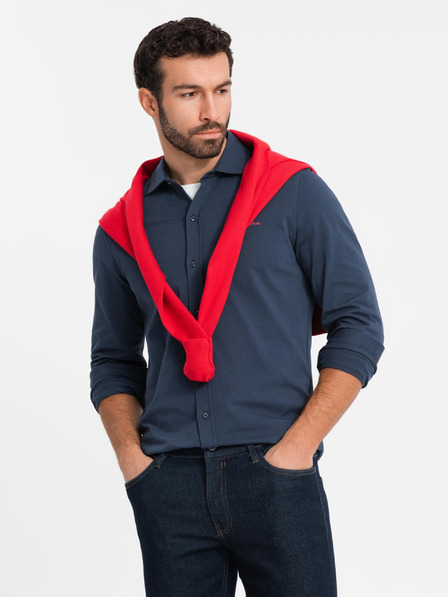 Ombre Clothing Modra moška srajca iz jerseya Ombre Clothing