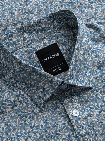 Ombre Clothing Modra moška srajca z vzorcem Ombre Clothing