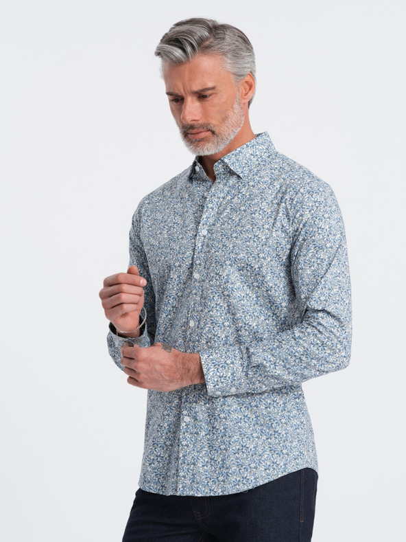 Ombre Clothing Modra moška srajca z vzorcem Ombre Clothing