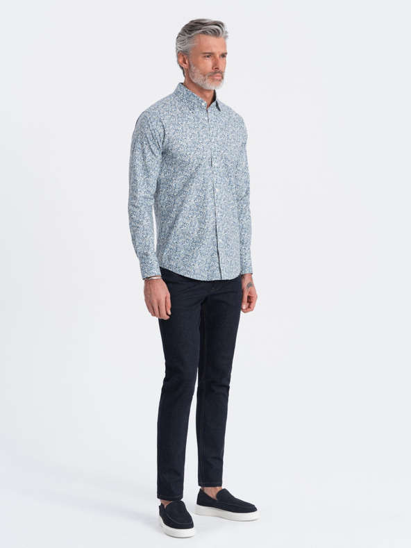 Ombre Clothing Modra moška srajca z vzorcem Ombre Clothing