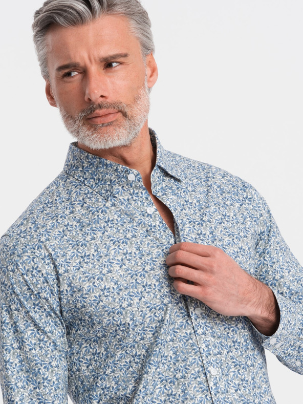 Ombre Clothing Modra moška srajca z vzorcem Ombre Clothing