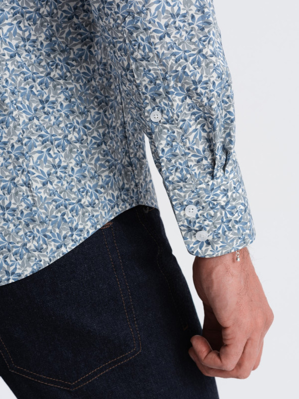 Ombre Clothing Modra moška srajca z vzorcem Ombre Clothing