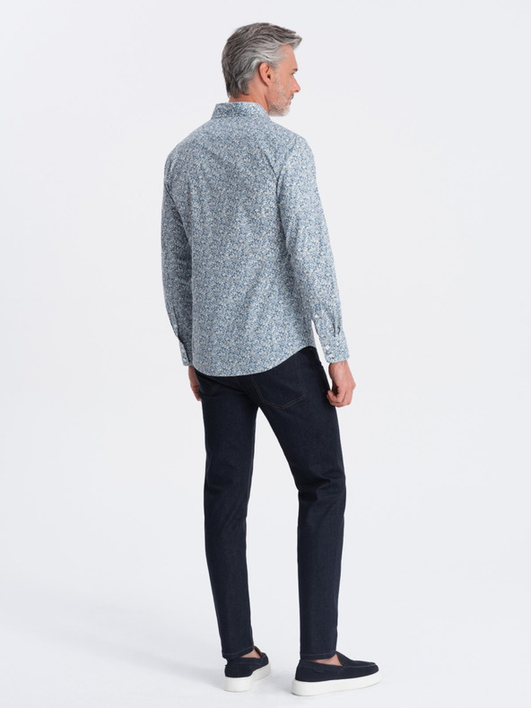 Ombre Clothing Modra moška srajca z vzorcem Ombre Clothing