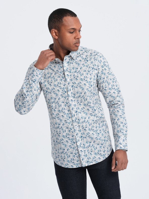 Ombre Clothing Siva moška srajca z vzorcem Ombre Clothing