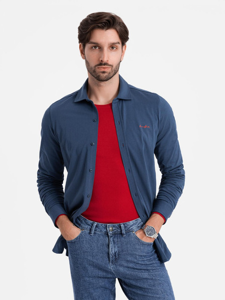 Ombre Clothing Modra moška srajca iz jerseya Ombre Clothing