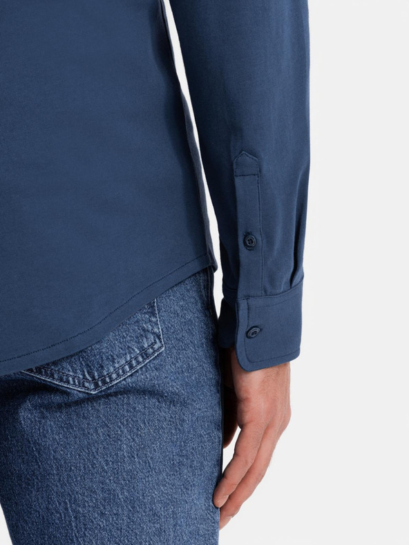 Ombre Clothing Modra moška srajca iz jerseya Ombre Clothing