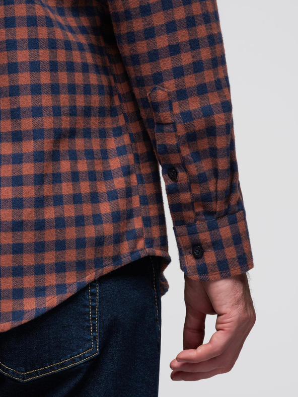 Ombre Clothing Temno modra moška karirasta flanelna srajca Ombre Clothing