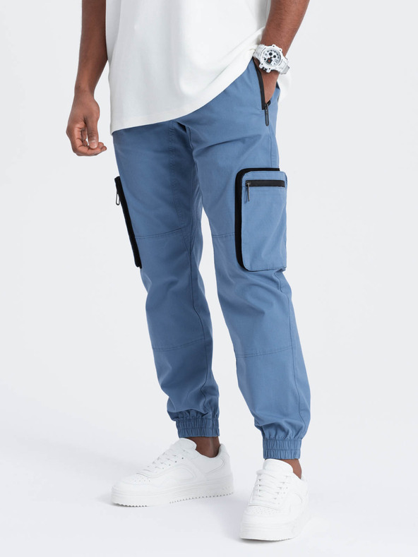 Ombre Clothing Modre moške tovorne jogger hlače Ombre Clothing