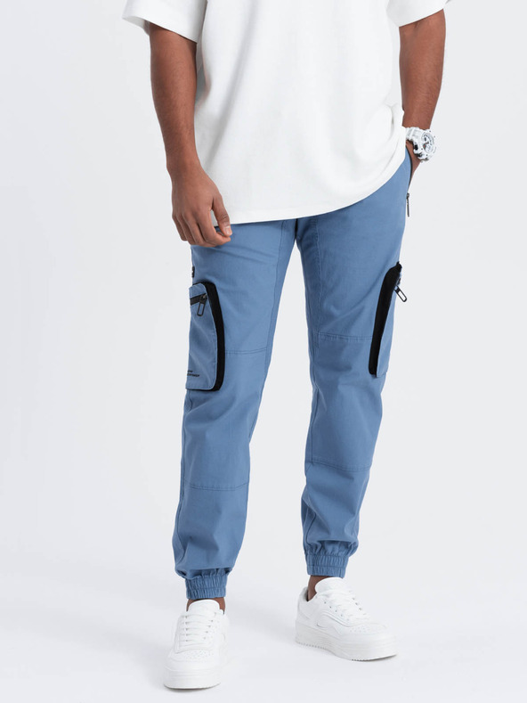 Ombre Clothing Modre moške tovorne jogger hlače Ombre Clothing