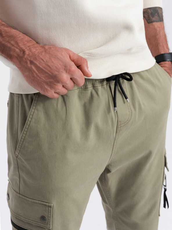 Ombre Clothing Kaki moške tovorne jogger hlače Ombre Clothing