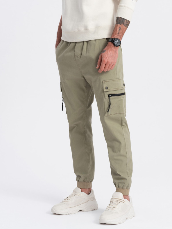 Ombre Clothing Kaki moške tovorne jogger hlače Ombre Clothing