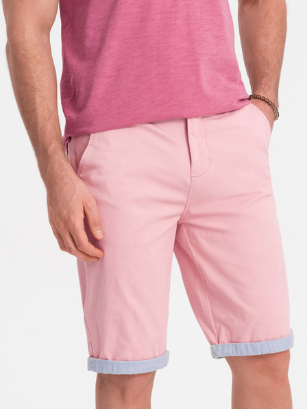 Ombre Clothing Rožnate moške hlače chino z robom iz džinsa Ombre oblačila