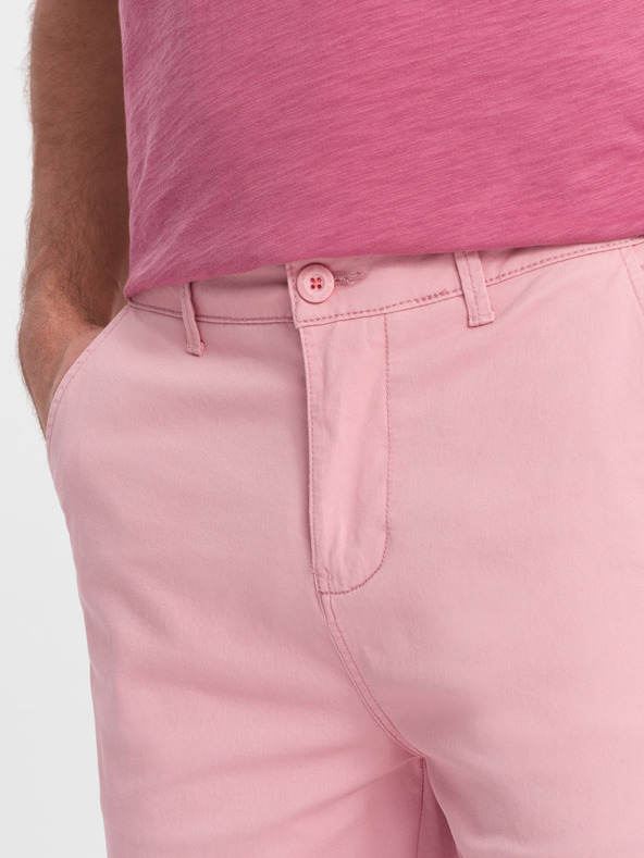 Ombre Clothing Rožnate moške hlače chino z robom iz džinsa Ombre oblačila