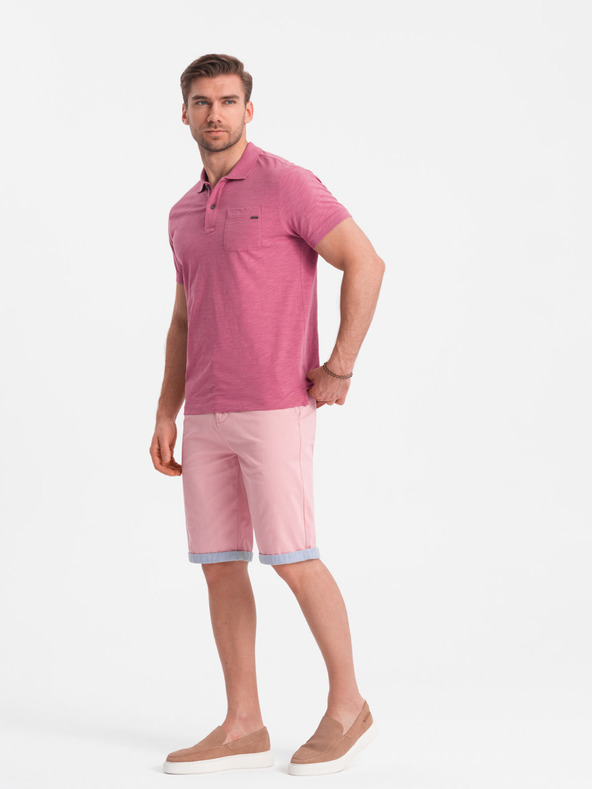 Ombre Clothing Rožnate moške hlače chino z robom iz džinsa Ombre oblačila