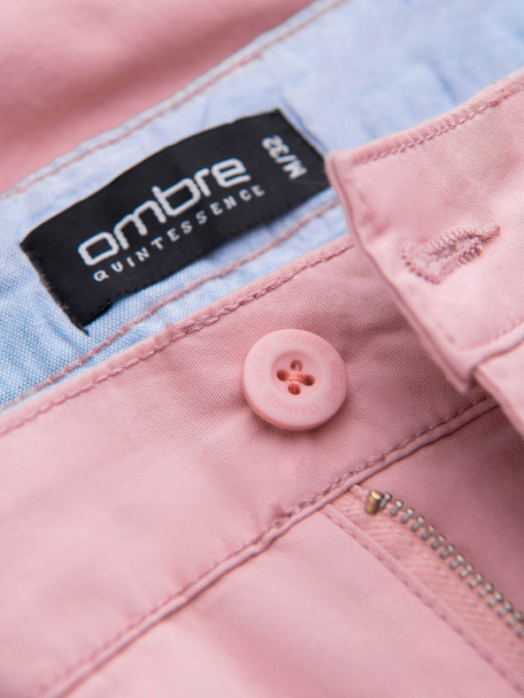 Ombre Clothing Rožnate moške hlače chino z robom iz džinsa Ombre oblačila