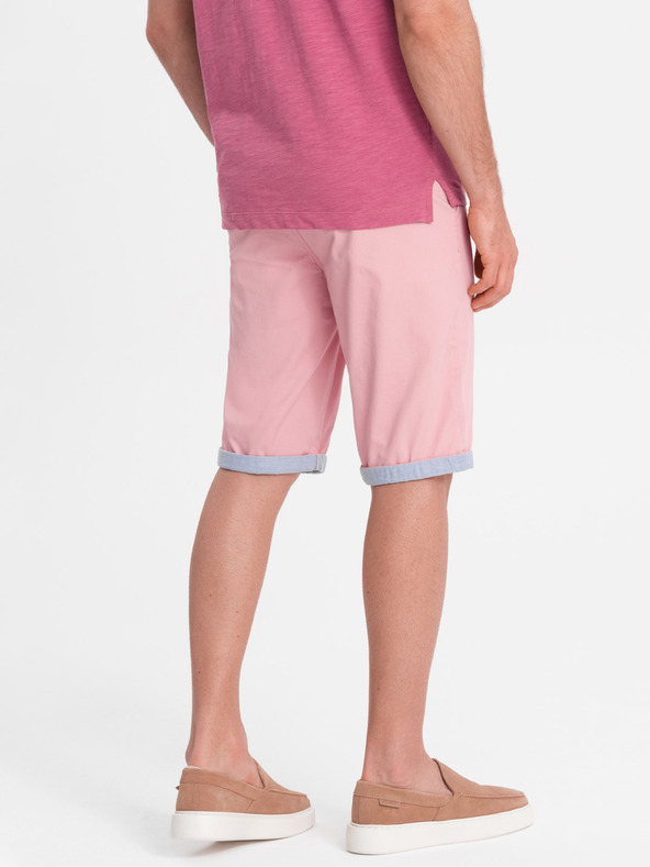 Ombre Clothing Rožnate moške hlače chino z robom iz džinsa Ombre oblačila