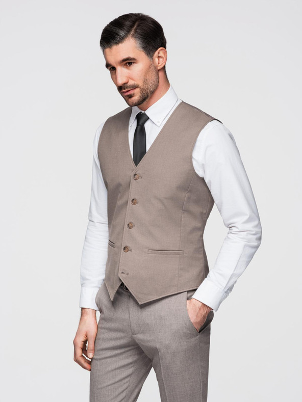 Ombre Clothing Bež moški telovnik Ombre Clothing