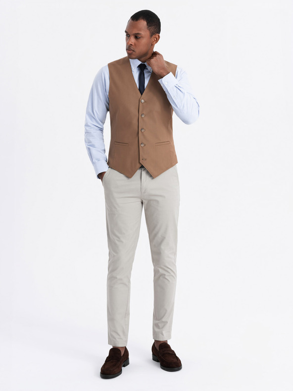 Ombre Clothing Rjav moški telovnik Ombre Clothing