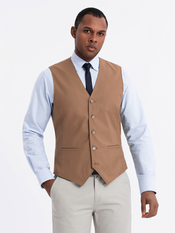 Ombre Clothing Rjav moški telovnik Ombre Clothing