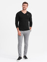 Ombre Clothing Črna moška majica z v-izrezom Ombre Clothing