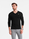 Ombre Clothing Črna moška majica z v-izrezom Ombre Clothing