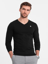 Ombre Clothing Črna moška majica z v-izrezom Ombre Clothing
