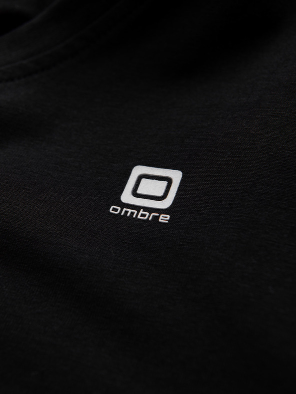 Ombre Clothing Črna moška majica z v-izrezom Ombre Clothing